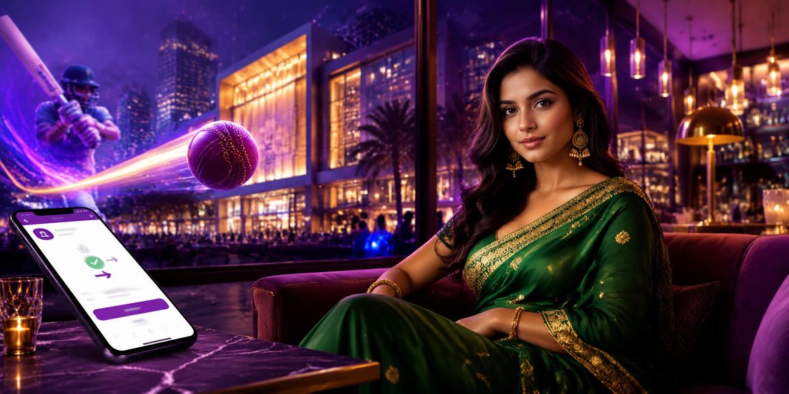 Indian woman playing cricket-themed betting game